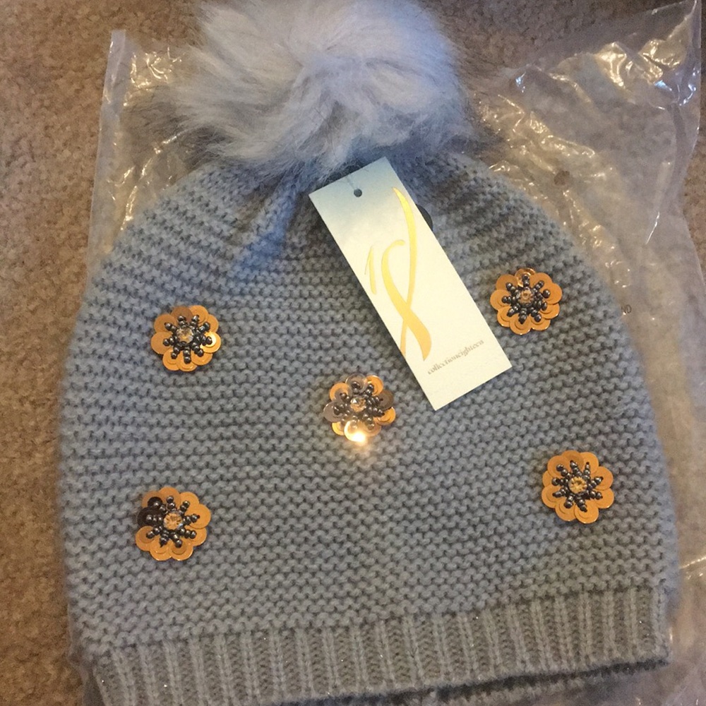 Women’s grey embellished beanie